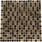 Splashback Tile Brown Blend 12 in. x 12 in. x 8 mm Marble and Glass Mosaic Floor and Wall Tile-CASK 203061291