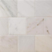 Splashback Tile Brushed White Carrara 4 in. x 4 in. Marble Floor and Wall Tile (9-Pieces)-BR4X4WTCR 207125535