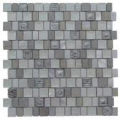 Splashback Tile Charm II Silver 12 in. x 12 in. x 8 mm Glass and Stone Mosaic Tile-CHRM-II-SILVER-GLASTONE 206347011