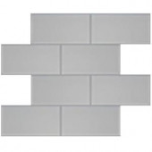 Splashback Tile Contempo 3 in. x 6 in. Bright White Frosted Glass Tile-CONTEMPOBRIGHTWHITEBIGBRICK1X4GLASSTILE 203288532