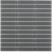 Splashback Tile Contempo Smoke Gray 11.75 in. x 11.75 in. x 8 mm Polished Glass Mosaic Floor and Wall Tile-CONTEMPO SMOKE GRAY POLISHED 1 X 4 203061407