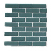 Splashback Tile Contempo Turquoise Brick Pattern Glass Mosaic Floor and Wall Tile - 3 in. x 6 in. x 8 mm Tile Sample-L6A11 203218031