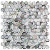Splashback Tile Coule Black Penny Round 12.51 in. x 12.79 in. x 2 mm Pearl Shell Mosaic Tile-COULBLKPNYRD 300915828