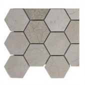 Splashback Tile Crema Marfil Hexagon Polished Marble Mosaic Floor and Wall Tile - 3 in. x 6 in. x 8 mm Tile Sample-L5D9 STONE TILE 203478151