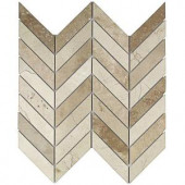 Splashback Tile Dart Crema Marfil and Travertine Marble Mosaic Tile - 3 in. x 6 in. Tile Sample-S1D3DRTCRMA 206675396