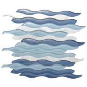 Splashback Tile Flow Wave Polished Glass and Marble Mosaic Wall Tile - 3 in. x 6 in. Tile Sample-C2B9 206496993