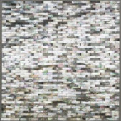 Splashback Tile Lokahi Coule Black Mini Brick Pearl Shell Mosaic Tile - 11-5/8 in. x 12 in. Tile Sample-LOKCLBLKMBRKSMP 300990167