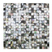 Splashback Tile Lokahi Coule Black Squares Pearl Shell Mosaic Tile - 12 in. x 12 in. Tile Sample-LOKCOUBLKSQSMP 300990169