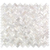 Splashback Tile Lokahi White Herringbone Pearl Shell Mosaic Tile - 11.69 in. x 12.51 in. Tile Sample-LOKWHTHERISMP 300990164