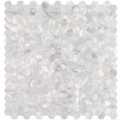 Splashback Tile Lokahi White Hexagons 11.81 in. x 11.81 in. x 2 mm Pearl Shell Mosaic Tile-LOKWHTHEX 300915820
