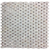 Splashback Tile Mother of Pearl Carved White With Black Dot 12 in. x 12 in. x 2 mm Pearl Shell Glass Wall Mosaic Tile-MOPCARVEDWHTBLKDOT 206496850