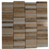 Splashback Tile Piano-Keys Pattern Ranch 12 in. x 12 in. x 8 mm Marble Mosaic Floor and Wall Tile-PIANOKEYS RANCH 203061569
