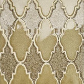 Splashback Tile Roman Selection Iced Gold Arabesque Glass Mosaic Tile - 3 in. x 6 in. Tile Sample-T1B8 206203054