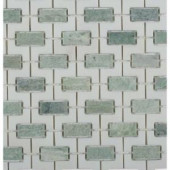 Splashback Tile Rorschack Ming Green and Thassos 12 in. x 12 in. x 10 mm Polished Marble Mosaic Tile-RORMNGRN 206883567