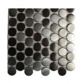 Splashback Tile Silver Stainless Steel Penny Round Metal Mosaic Floor and Wall Tile - 3 in. x 6 in. x 8 mm Tile Sample-R1A3 203218043