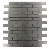 Splashback Tile Stainless Steel Brick Pattern 12 in. x 12 in. x 8 mm Metal Mosaic Floor and Wall Tile-STAINLESS STEEL .75x2.5 METAL BRICK 203061539