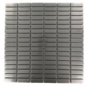 Splashback Tile Stainless Steel Stacked Pattern 12 in. x 12 in. x 8 mm Metal Mosaic Floor and Wall Tile-STAINLESS STEEL .5 X 2 METAL STACKED 203061540