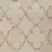 Splashback Tile Steppe Casablanca White Thassos and Shell 12 in. x 14 in. x 8 mm Marble and Pearl Glass Waterjet Mosaic Tile-STPCSATASHL 206709137