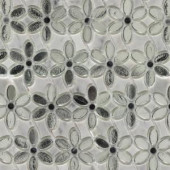 Splashback Tile Steppe Mutisia White Carrera and Gray Mirror 11-1/2 in. x 12 in. x 8 mm Polished Marble Waterjet Mosaic Tile-STPMUWTGRY 206705827