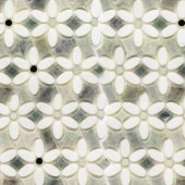 Splashback Tile Steppe Mutisia White Thassos and Ming Green Marble Waterjet Mosaic Floor and Wall Tile - 3 in. x 6 in. Tile Sample-S1D9STPMUMNG 206709163