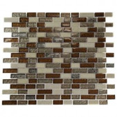Splashback Tile Suede Shoe Brick Pattern 12 in. x 12 in. x 8 mm Marble and Glass Mosaic Floor and Wall Tile-SUEDE SHOE 203061302
