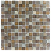 Splashback Tile Tectonic Squares Multicolor Slate and Earth Blend Glass Tiles - 6 in. x 6 in. Tile Sample-R6B4 203218156