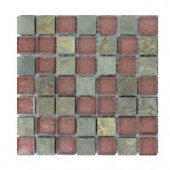 Splashback Tile Tectonic Squares Multicolor Slate Mosaic Floor and Wall Tile - 3 in. x 6 in. x 8 mm Tile Sample-R6B7 203218158