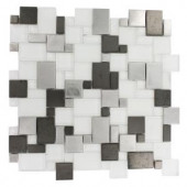 Splashback Tile Tetris Steel Ice Parisian Pattern 12 in. x 12 in. x 8 mm Mosaic Floor and Wall Tile-TETRIS STEEL ICE PARISIAN 203061300