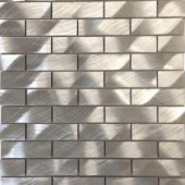 Splashback Tile Urban Silver Aluminum Mosaic Tile - 3 in. x 6 in. Tile Sample-R3B10 206203076