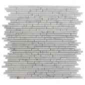 Splashback Tile Windsor 1/4 in. x Random White Carrera Pattern Marble 12 in. x 12 in. x 8 mm Mosaic Floor and Wall Tile-WINDSOR .25 X RANDOM WHITE CARRERA 203061564