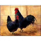 The Tile Mural Store Hen and Rooster 24 in. x 18 in. Ceramic Mural Wall Tile-15-1063-2418-6C 205842748